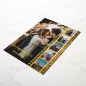 6枚の写真コラージュ・フィルム日付を保存 箔招待状 (回転した状態)