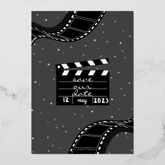 6枚の写真コラージュ・フィルム日付を保存 箔招待状 (裏面)