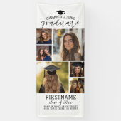 6枚の写真コラージュ 卒業式 現代的 ミニマル 白 横断幕 (縦)