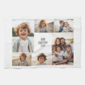 6枚の写真コラージュ – 白い背景 – 黒い文字 キッチンタオル (横)