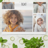 6枚の写真コラージュ – 白い背景 – 黒い文字 キッチンタオル (折り畳み)