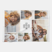 6枚の写真コラージュ – 白い背景 – 黒い文字 キッチンタオル (横)