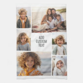 6枚の写真コラージュ – 白い背景 – 黒い文字 キッチンタオル (縦)