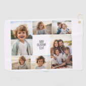 6枚の写真コラージュ – 白い背景 – 黒い文字 ゴルフタオル (横)