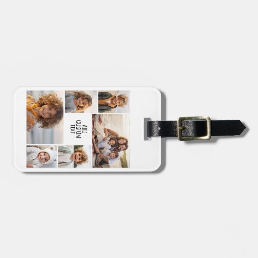 6枚の写真コラージュ – 白い背景 – 黒い文字 ラゲッジタグ (正面横)