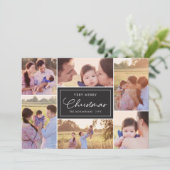 6枚の写真コラージュ | 花柄のクリスマスブラック シーズンカード (スタンド正面)