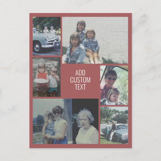 6枚の写真コラージュ – mauve背景 – 白文字 ポストカード (正面)