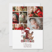 6枚の写真チェック柄トナカイ 初めてのクリスマス シーズンカード (正面)