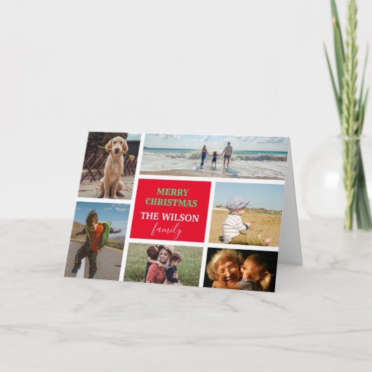 6枚の写真家パーソナライズされたのコラージュクリスマス シーズンカード (正面)