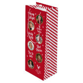 6枚の写真赤と白クリスマスオーナメント ワインギフトバッグ (正面アングル)