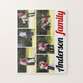 6枚の家族の写真と家族の名前の写真コラージュ ジグソーパズル (縦)