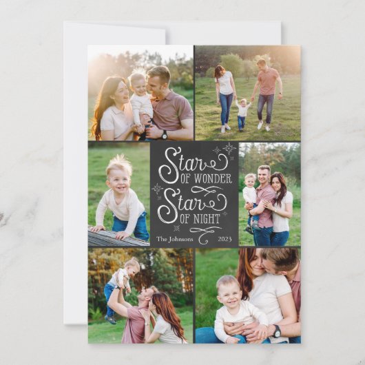 6枚の疑問に思写真で作ったクリスマスカードの星 シーズンカード (正面)
