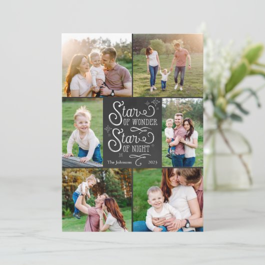 6枚の疑問に思写真で作ったクリスマスカードの星 シーズンカード (スタンド正面)