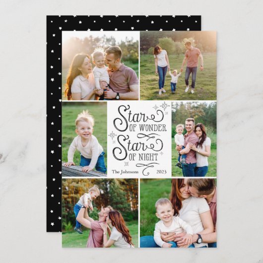 6枚の疑問に思写真で作ったクリスマスカードの星 シーズンカード (正面/裏面)