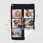 6枚の白い文字と黒 ゴルフタオル (インサイチュ)