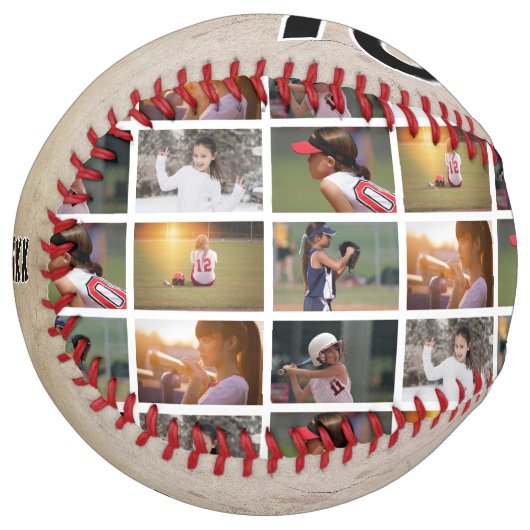 6枚の素朴フォトコラージュのプレイヤー番号チーム名 ソフトボール (正面左)