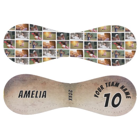 6枚の素朴フォトコラージュのプレイヤー番号チーム名 ソフトボール (パネル)