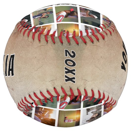 6枚の素朴フォトコラージュのプレイヤー番号チーム名 ソフトボール (裏面)