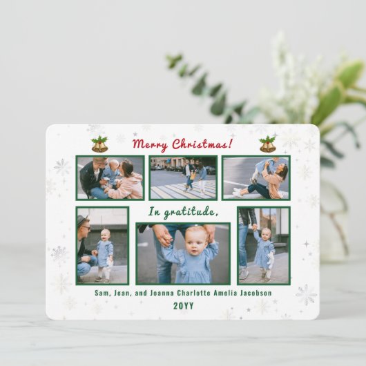 6枚コラージュ文字かわいいエレガントパーソナライズされた シーズンカード (スタンド正面)