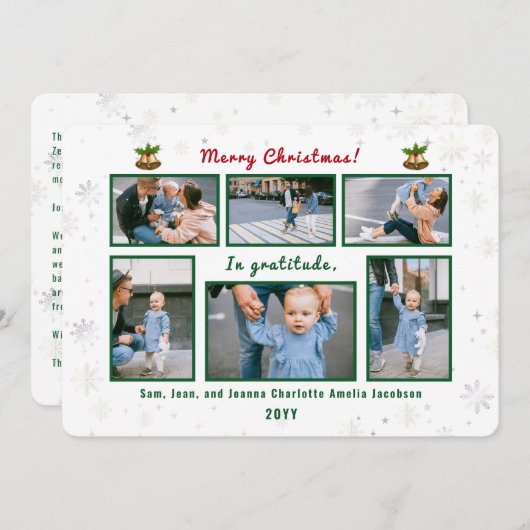 6枚コラージュ文字かわいいエレガントパーソナライズされた シーズンカード (正面/裏面)