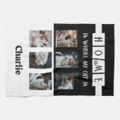 6枚パーソナライズされたのフォトコラージュ動物愛好家ブラック キッチンタオル (横)