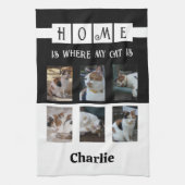 6枚パーソナライズされたのフォトコラージュ動物愛好家ブラック キッチンタオル (縦)