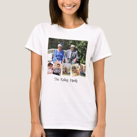 6枚パーソナライズされたのフォトファミリーコラージュ Tシャツ (正面)