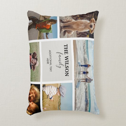 6枚パーソナライズされたのフォトファミリーメモリーコラージュ アクセントクッション (正面(垂直))