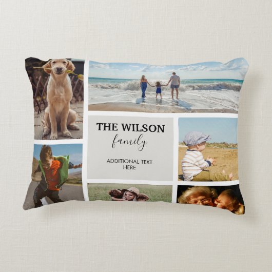 6枚パーソナライズされたのフォトファミリーメモリーコラージュ アクセントクッション (裏面)