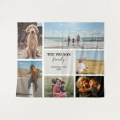 6枚パーソナライズされたのフォトファミリーメモリーコラージュ タペストリー (正面(横))