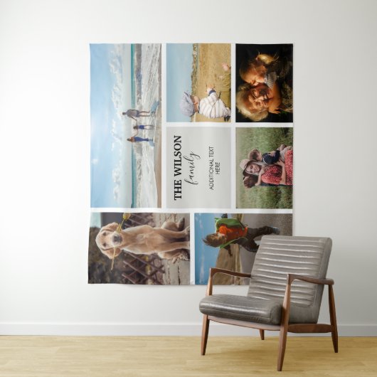 6枚パーソナライズされたのフォトファミリーメモリーコラージュ タペストリー (インサイチュ)