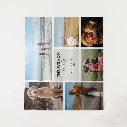 6枚パーソナライズされたのフォトファミリーメモリーコラージュ タペストリー (正面)