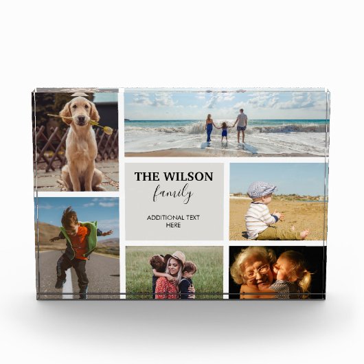 6枚パーソナライズされたのフォトファミリーメモリーコラージュ フォトブロック (正面)