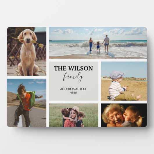 6枚パーソナライズされたのフォトファミリーメモリーコラージュ フォトプラーク (正面)