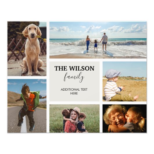 6枚パーソナライズされたのフォトファミリーメモリーコラージュ フォトプリント            (正面)