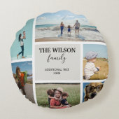 6枚パーソナライズされたのフォトファミリーメモリーコラージュ ラウンドクッション (裏面)