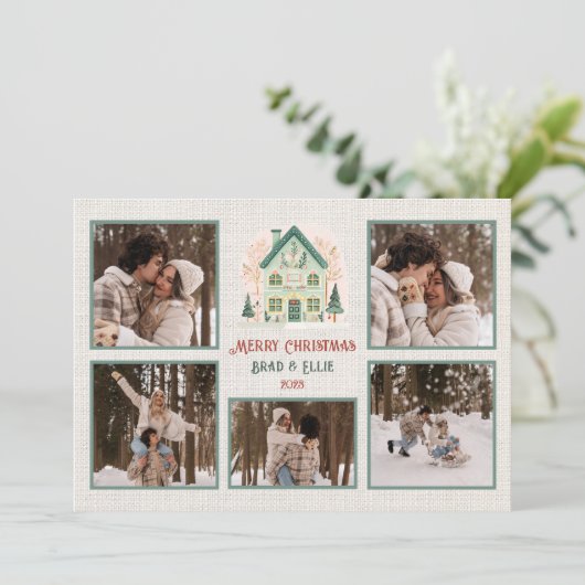6枚パーソナライズされたの写真とメリークリスマスカード シーズンカード (スタンド正面)