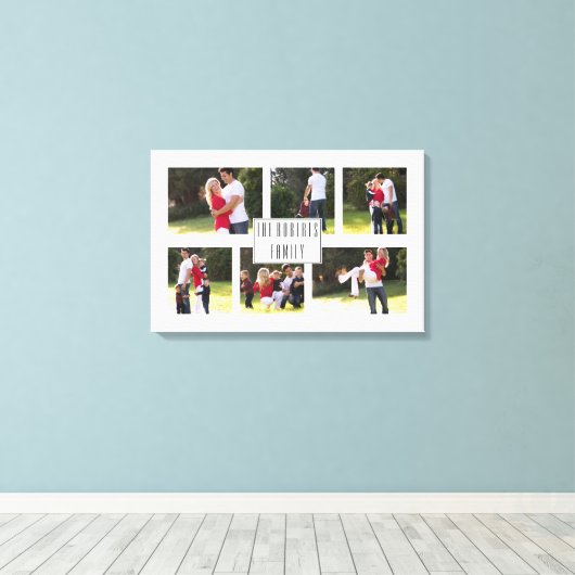 6枚パーソナライズされたの写真と家族の写真コラージュ キャンバスプリント (インサイチュ (ウッドフロア))