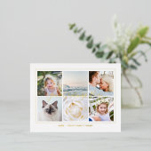 6枚パーソナライズされたの写真コラージュ書道 箔シーズンポストカード (立ち正面)