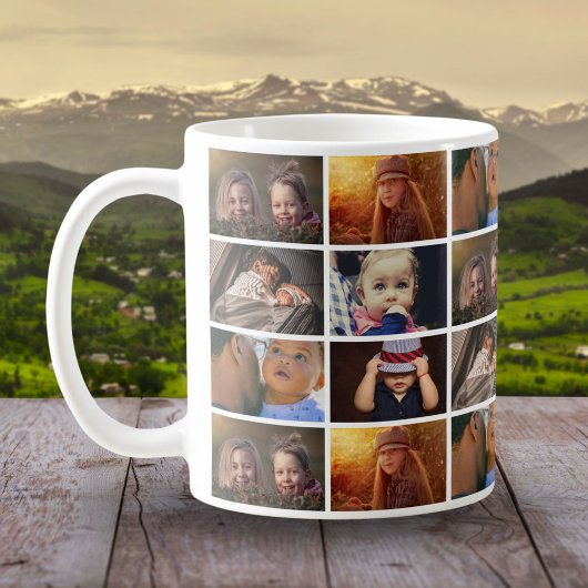 6枚フォトコラージュ家族写真パターン コーヒーマグカップ