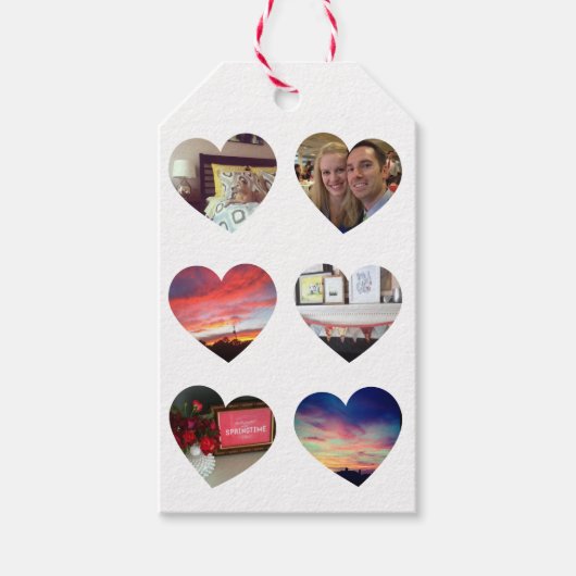 6枚フォトハートカスタムギフトラベル ギフトタグ (正面)