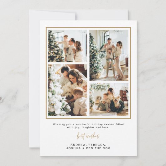 6枚ミニマルのフォトクリスマスカードモダン金ゴールドエレガント シーズンカード (裏面)