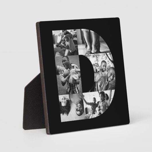 6枚ミニマルの写真コラージュ文字D (パパ用) フォトプラーク (正面)