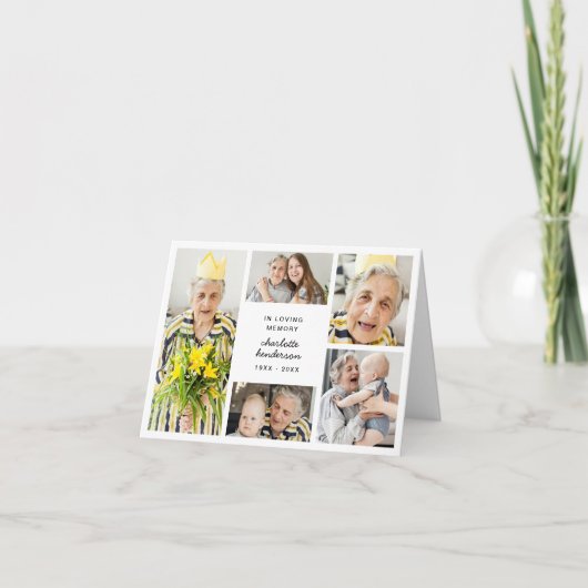 6枚モダンの写真で葬儀/悔やみや弔慰を折り畳み サンキューカード (正面)
