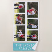 6枚モダンの写真と青のコラージュ ビーチタオル (正面)