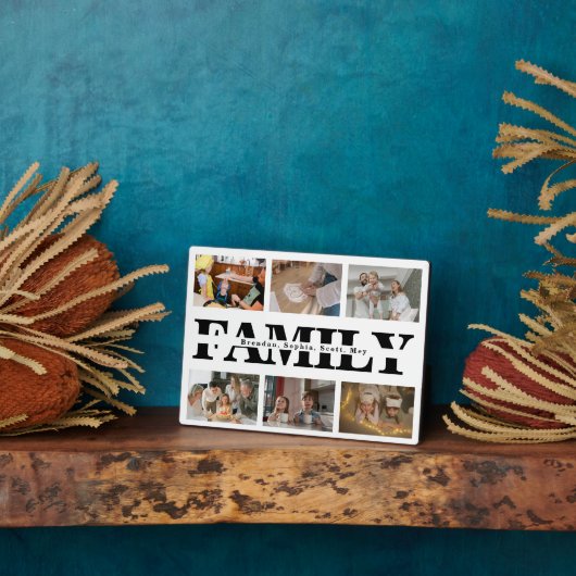 6枚モダンの写真白人家族 フォトプラーク (側面)