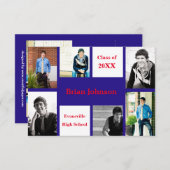 6枚/7枚の写真青/赤 – 3 x 5 Gradの発表 招待状 (正面/裏面)