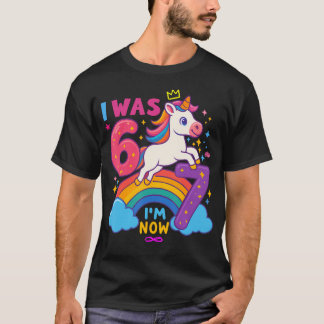 6歳から67歳 ユニコーン 7歳の誕生日おめでとう 女の子 Tシャツ