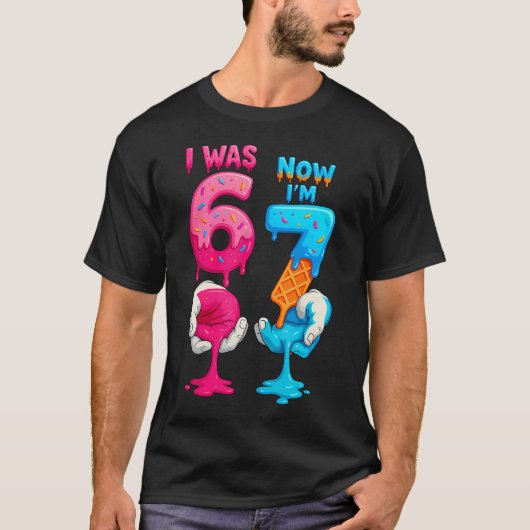 6歳から7歳になりました お誕生日おめでとう 6才 7才 Tシャツ (正面)