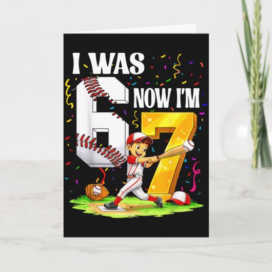 6歳から7歳になる野球の6 7のミーム 7歳の誕生日 カード (正面)